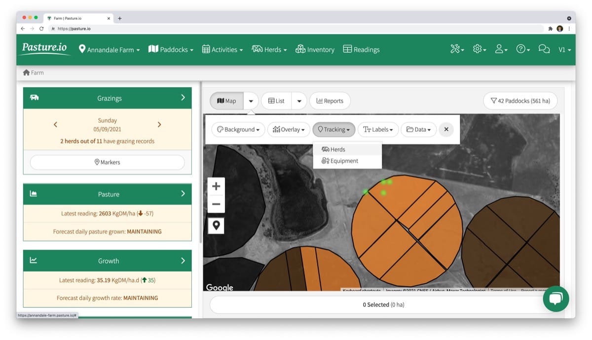 Tracking livestock and other farm assets such as machinery is easy with a farm map.