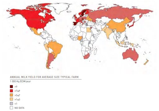 Average Milk Yields in 1,000 Kg ECM/ year